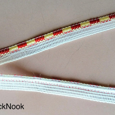 Wholesale Off White, Yellow And Red Trim, 9 Yard Lace